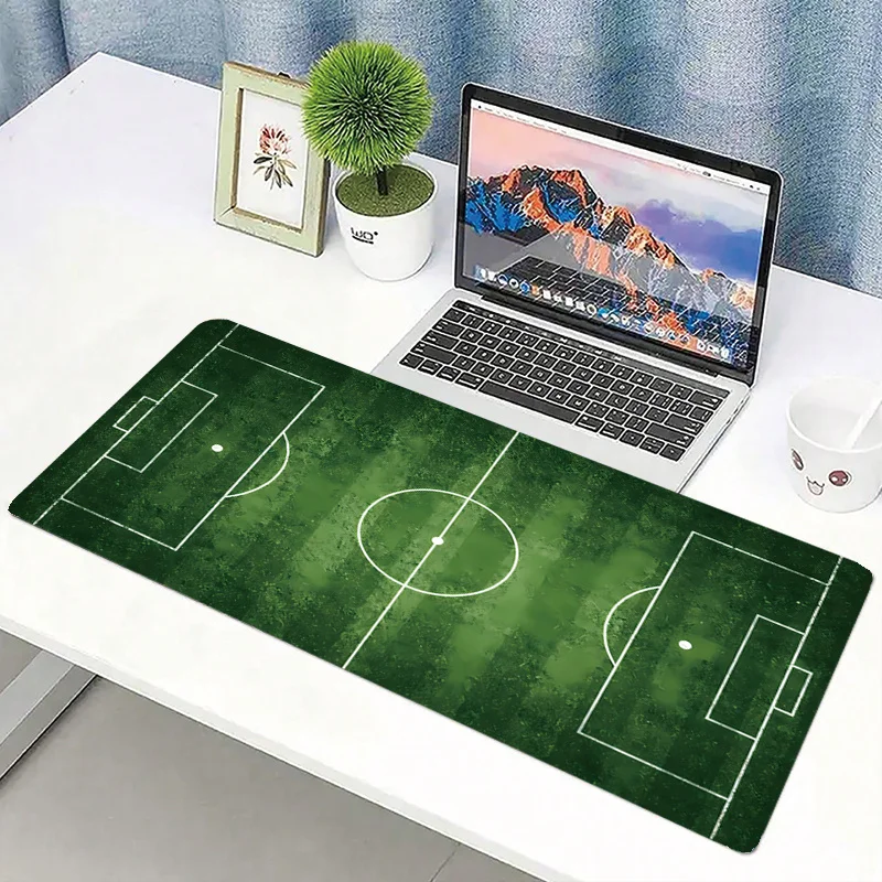 Stylish Soccer Field Pattern Large Mouse Pad Non-Slip Extended Desk Mat for Gaming Office Laptop and Workstation Setup