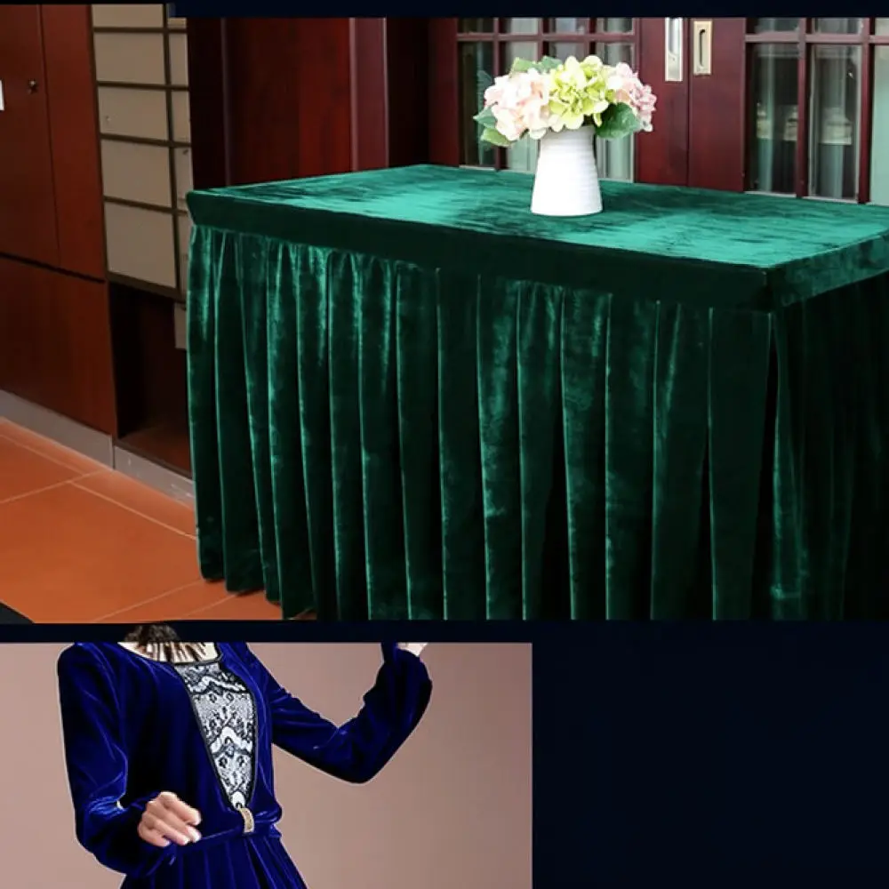 Soft Gold Velvet Tablecloth Solid Color Desk Protector For Wedding Reception Birthday Banquet Event Stage Decor Textile