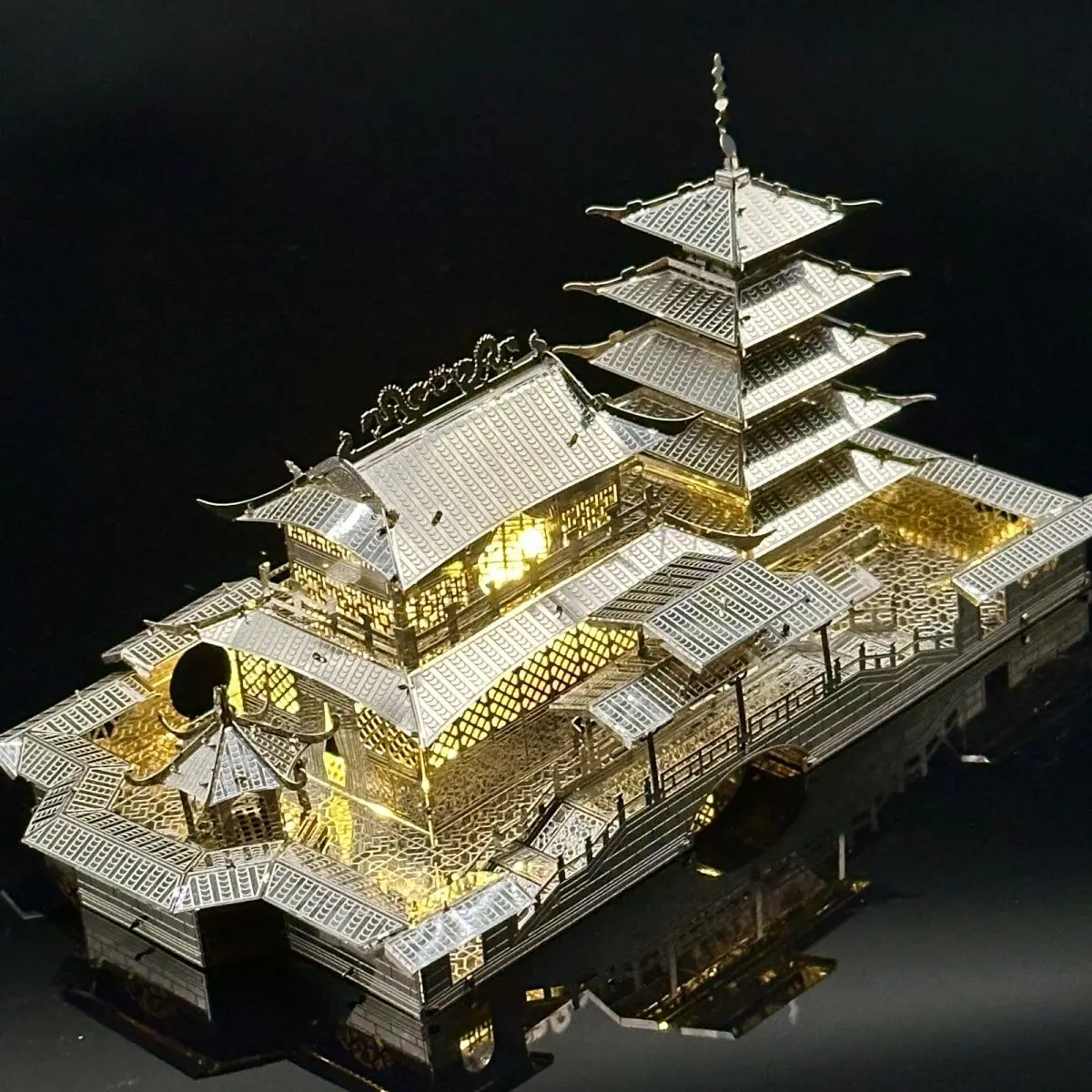 Longyuan Pavilion 3D Metal Jigsaw Puzzle DIY Handmade Model Toys Gift Pieces Puzzle Assembly Toy Minatures