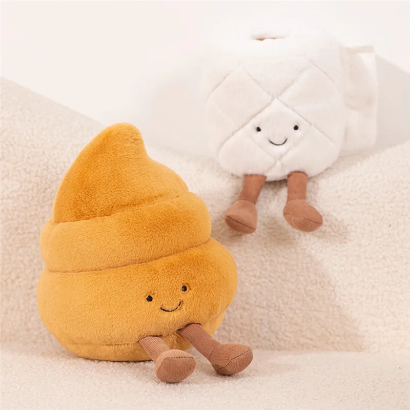 

A49K-Two Piece Toilet Set Simulation Plush Toys Toilet Paper Dolls Toilet Paper Rolls