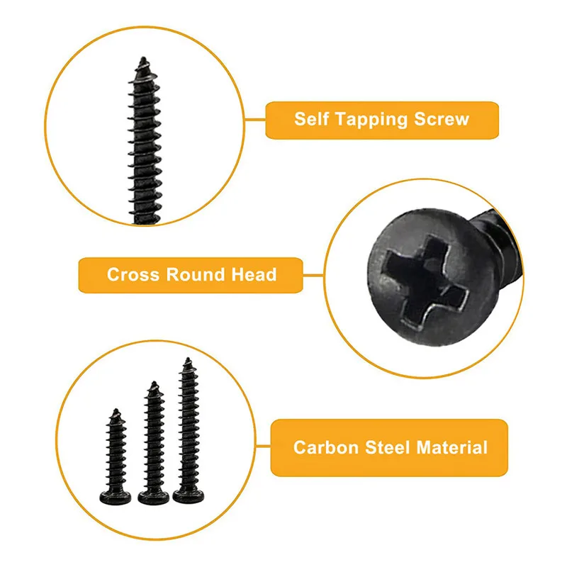 50Pcs Laptop Self Tapping Screws Glasses M1 M1.2 M1.4 M1.7 M2 M2.3 M2.6 M3 M3.5 M4 Phillips Cross Round Head Wood Screws 100Pcs