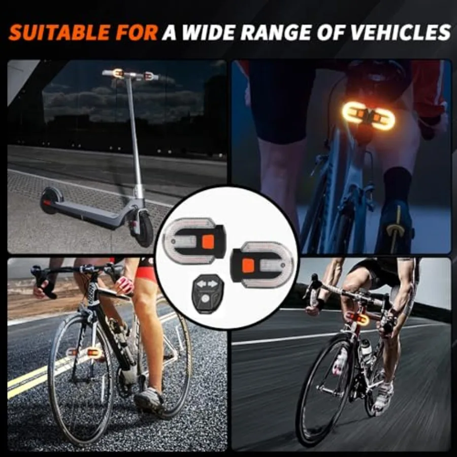 4Pcs Turn Signals for Bicycles with Alarm, USB Charging Remote Control Split/Integrated Bike Tail Light 5 Modes Waterproof Stro