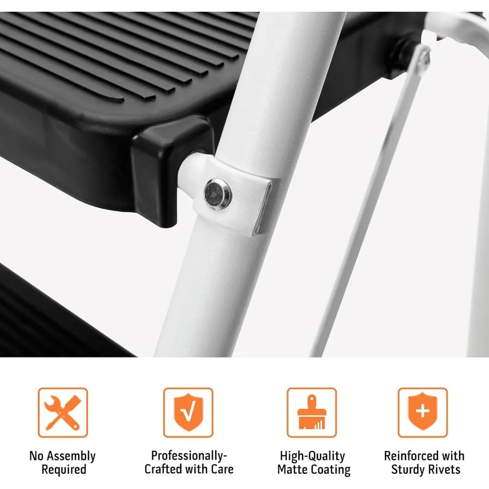 Lightweight Portable Folding Stool, 4 Step Ladder, Aço resistente, Plataforma de ferramentas, Handgrip conveniente