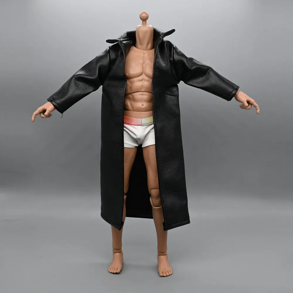 1/6 Scale PU Leather Long Trench Coat Windbreaker Doll Clothes For 12 Inch Action Figure BJD Azone OB Doll Body Accessories