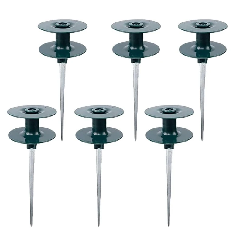 6 Pack 10 Inch Garden Hose Guide Spikes, Zinked Metal Hose Guard Stakes With Heavy Duty Spin Top For Plant Protection