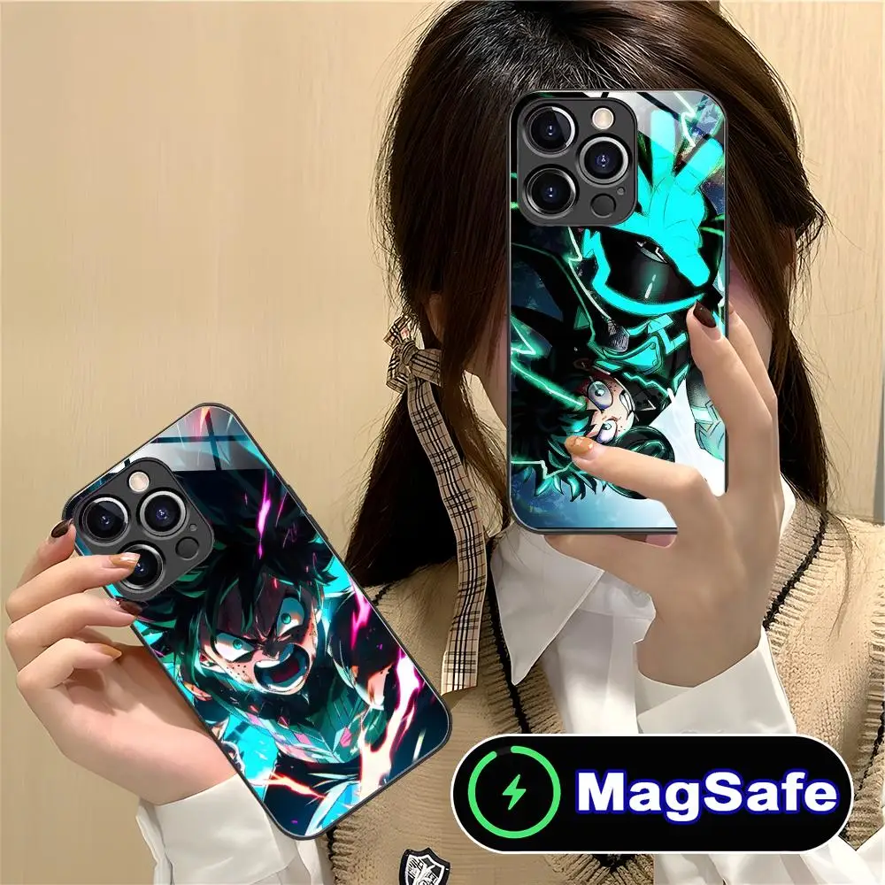 

Чехол для телефона My Hero Academia Izuku Deku для iPhone 16, 15, 14, 13, 12, 11 Pro Max Plus Mini MagSafe, защитное стекло, цветной защитный смартфон