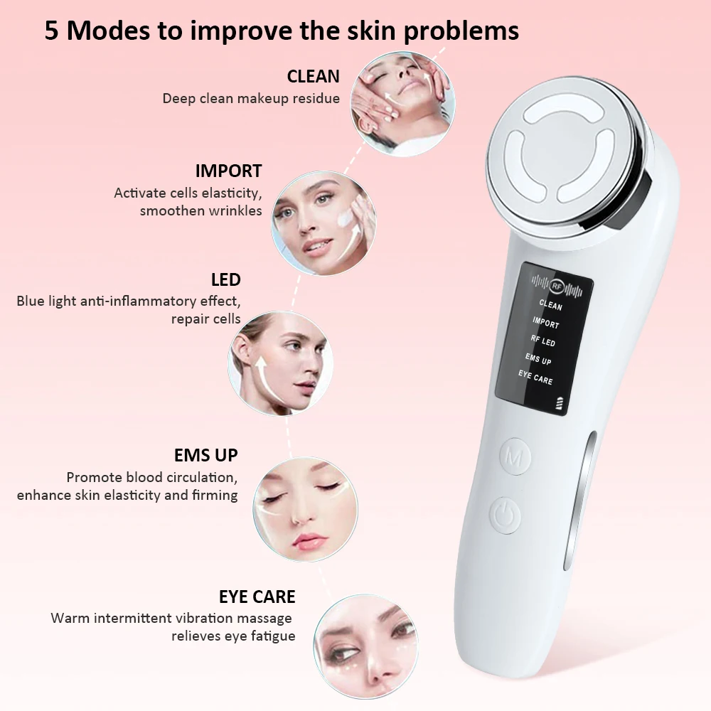 Massageador facial de radiofrequência facial rf ems microcorrente facial máquina de lifting facial de alta frequência dispositivo de rejuvenescimento da pele