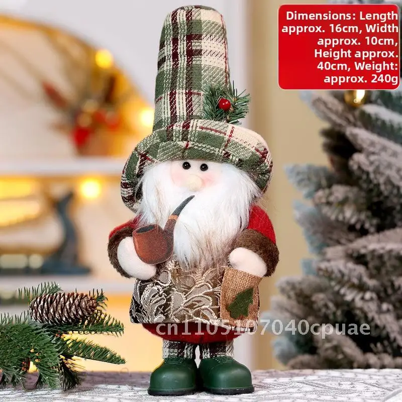 Novas decorações de boneca de natal xadrez velho boneco de neve elk stand boneca boneca do feriado