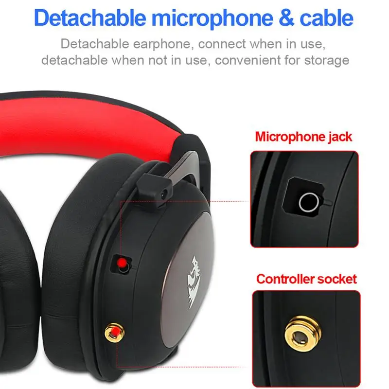 سماعة رأس REDRAGON H510 ZEUS 2 للألعاب مزودة بمنفذ USB وإلغاء الضوضاء، وميكروفون سماعة الرأس المحيطي 7.1 لجهاز PS5/4 Xbox One