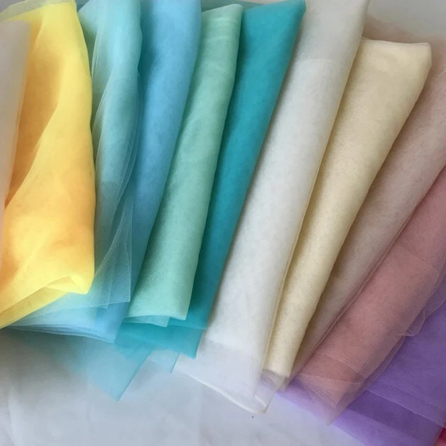 

Soft Tulle Fabrics Wedding Celebration Curtain Clothing Sage Green Blue Yellow Mesh Layout Chair Back Yarn Encryption Veil