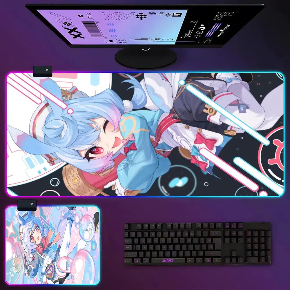 Sigewinne Genshin Impact Mouse Pad RGB Luminous 900x400x3mm Thickened  Large Table Pad Encrypted Anti Skid Super Large Mouse Pad