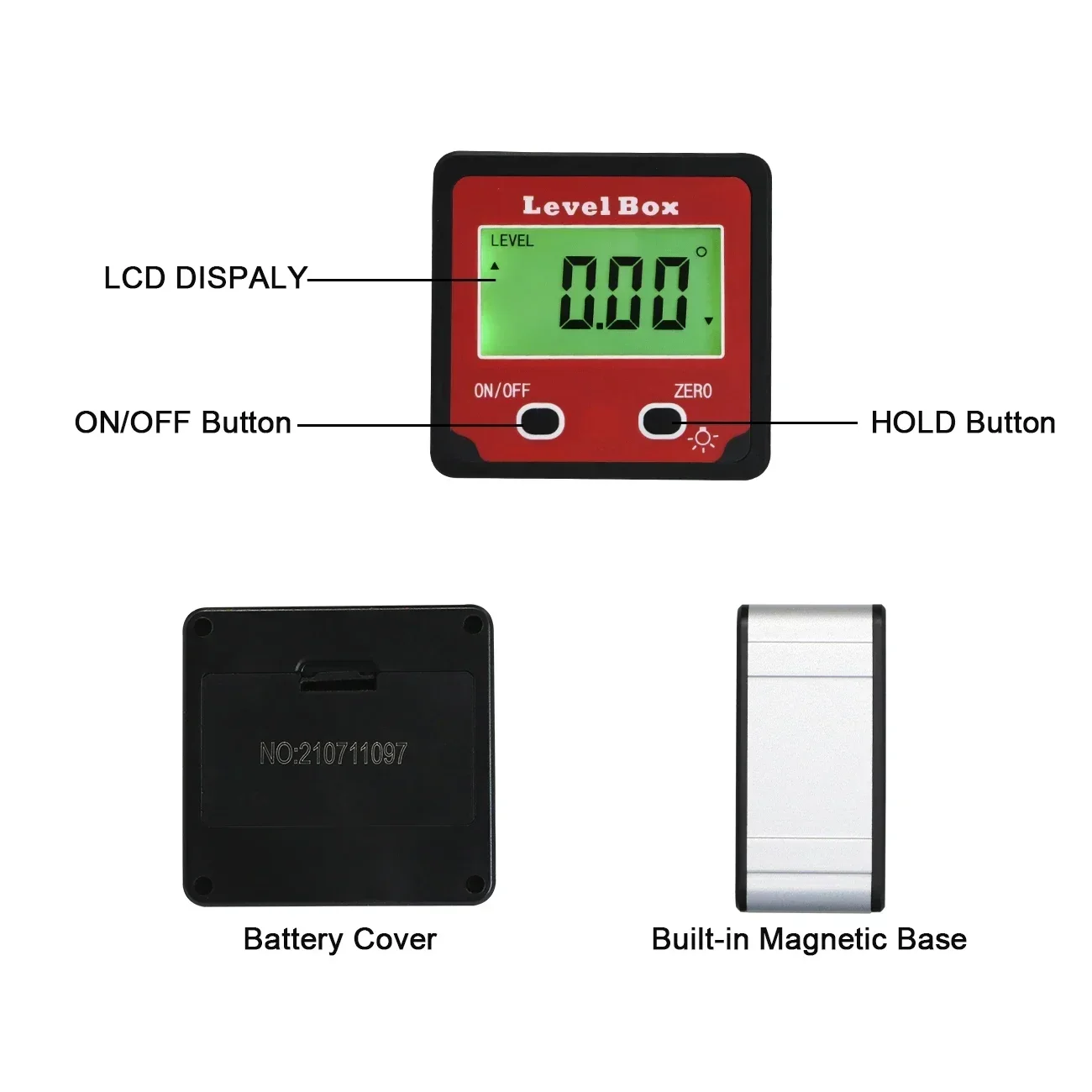 Digital Level Box With Aluminium Framework Protractor Angle Finder Inclinometer for Woodworking,Table Saw,Construction
