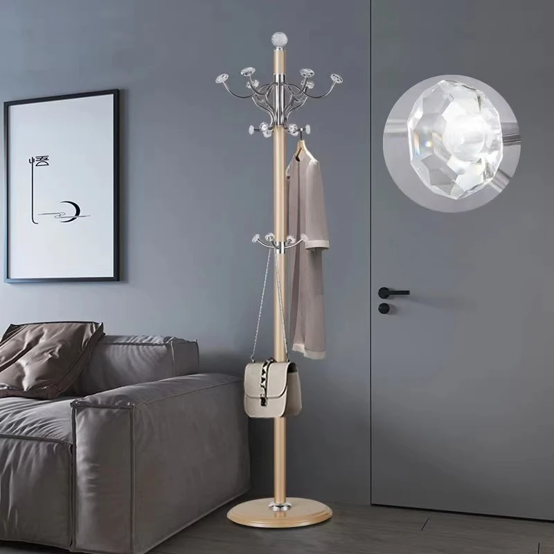 Modern Rotating Coat Rack Freestanding Clothes Stand With White Crystal Ball Living Room Entryway Hanger  with Stable Base