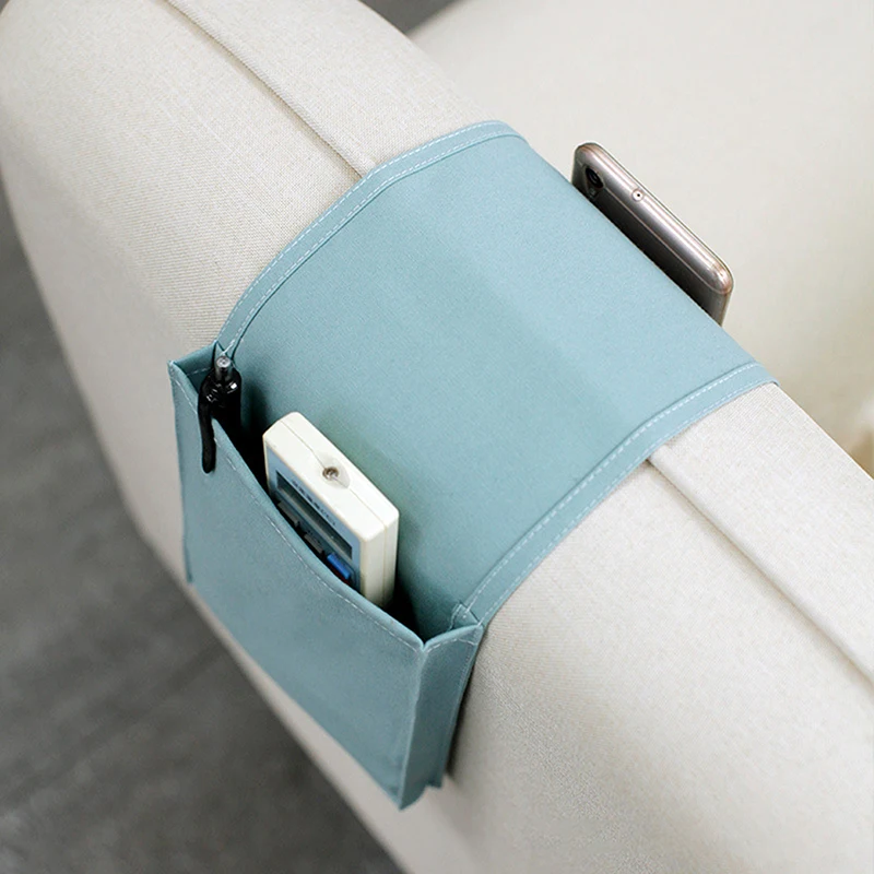 Cotton Linen Storage Bag Bedside Hanging Organizer Sofa Armrest Bags for TV Remote Control Cellphone Storage Holder Pockets