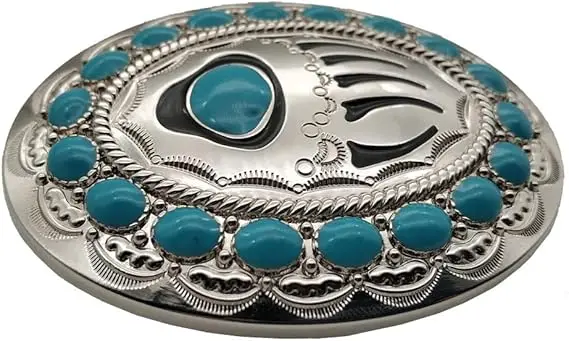Native American Turquoise Bear Claw Cowgirl Cowboy Belt Buckle
