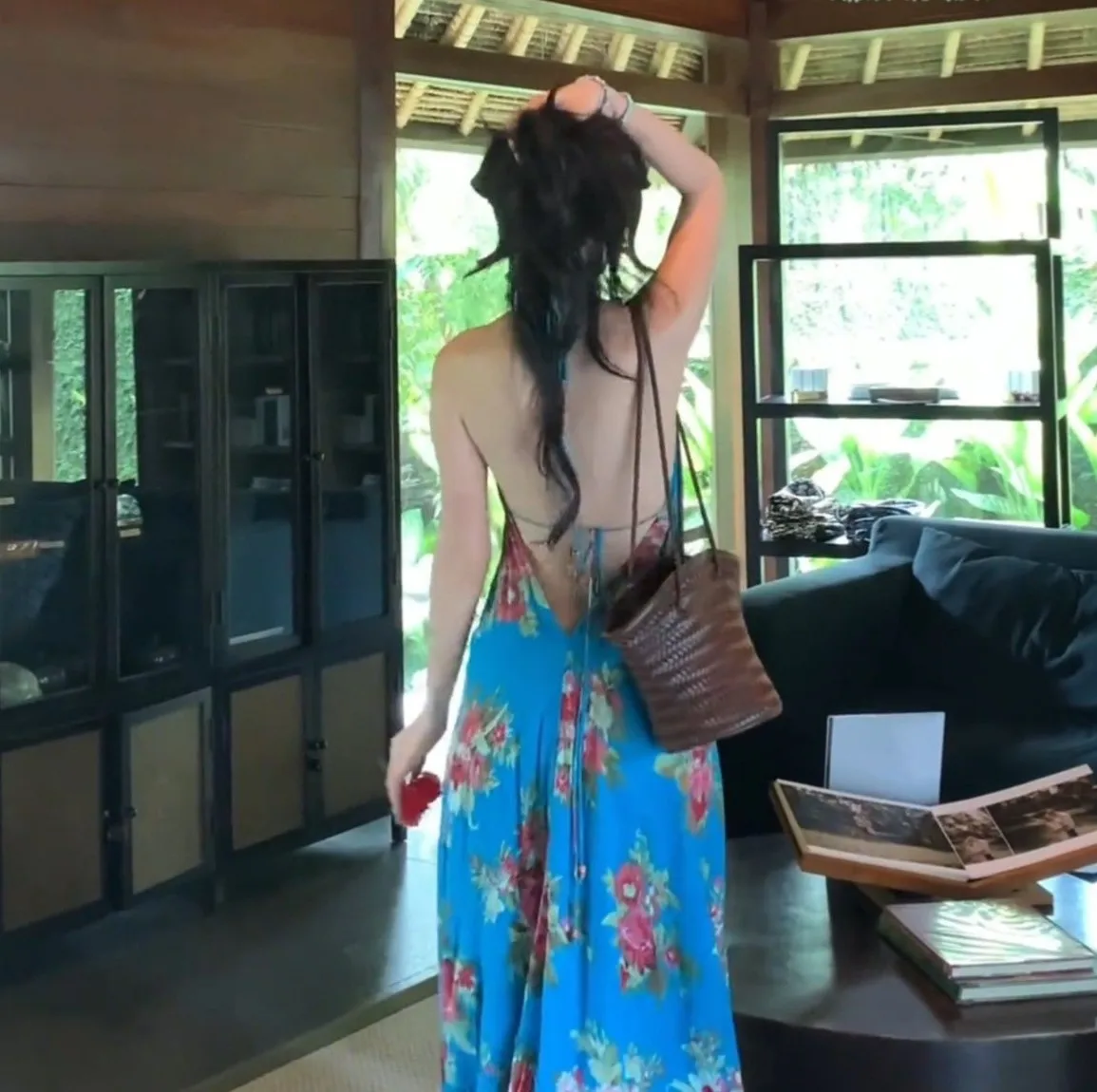 Vestidos femininos vestido noite fora primavera jacquard a céu aberto lanterna manga laço cintura minimalista francês requintado gota-cintura