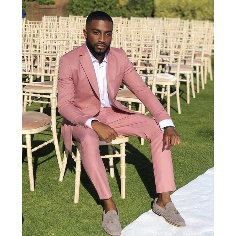 

2023 Latest Fashion Pink Groomsmen Suit Groom Tuxedos Men Wedding Suits Formal Prom Dinner Best Man Blazer 2 Pieces(Jacket+Pant)