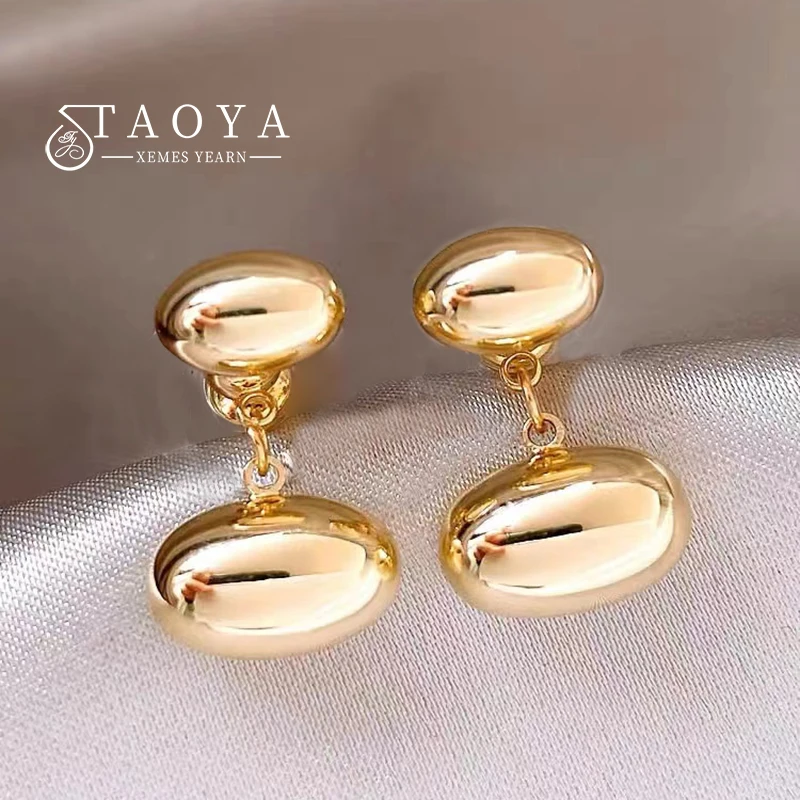 2023 Design Sense Multi Wearing Method Metal Beans Dangle Gold Color Earrings Temperament Accessories For Women's Party Jewelry