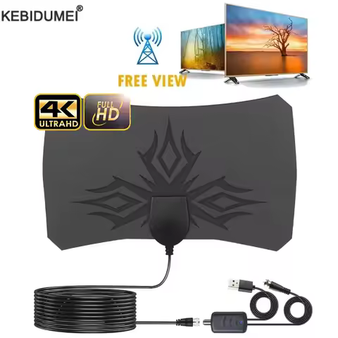 4K High Gain HD TV DTV Box Digital TV Antenna 5000 Miles Booster Active Indoor Aerial HD Flat Design