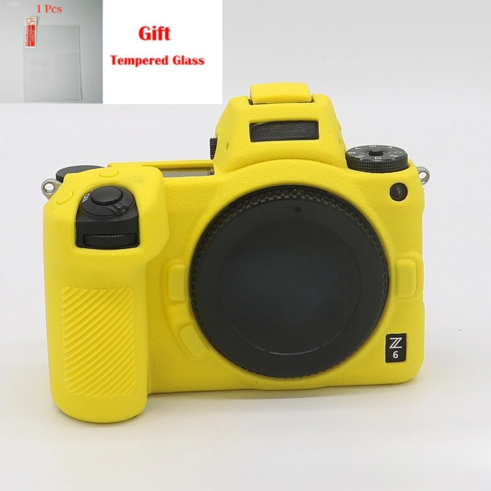 For Nikon Z6 Z7 Camera Case Litchi Pattern Micro-Single Silicone Portable Camera Protective Body Case Cover + free tempered film