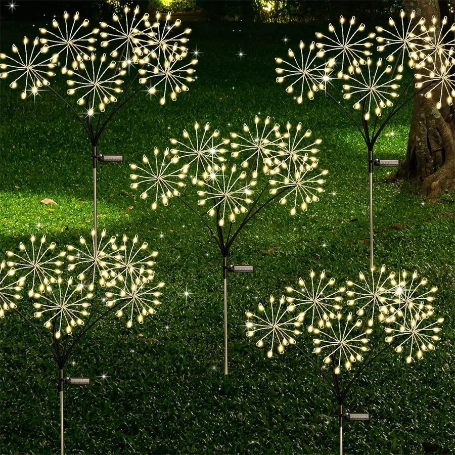 

Thrisdar 60LEDS Solar Garden Lights Solar Firework Lights Waterproof Solar Pathway Lights Outdoor for Yard Patio Walkway Decor