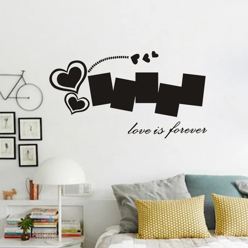 Love is Forever Heart Wall Decal, Romantic Heart Photo Art Wall Poster for Bedroom Living Room, Modern Minimalist Home Decor