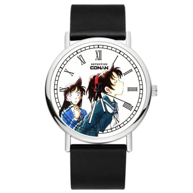 Zegarek kwarcowy dla uczniów, unisex, w stylu anime z motywem Detektiva Conana i postacią Kid the Phantom Thief, z wskazówkami, idealny na prezent świąteczny.