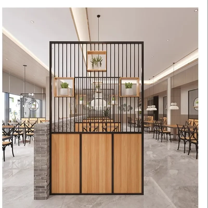 Modern Wrought Iron Room Divider Hollow Screen Partition for Hotel Restaurant Private Booth Industrial Style Decor