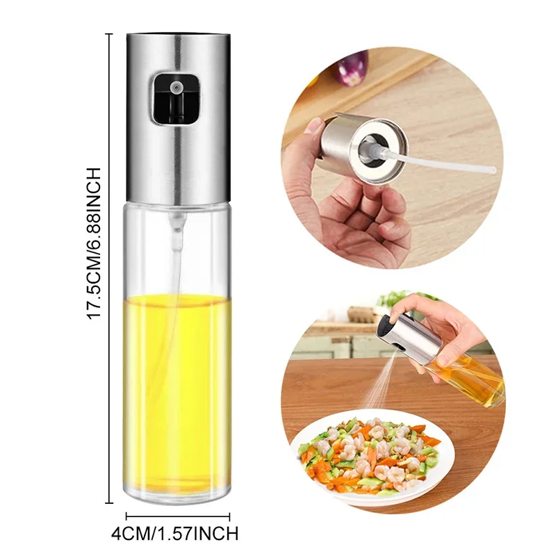 

1 Piece Push Type Oil Spray Bottle Glass Material Olive Oil Spray Bottle Pump Oil Tank Leakproof BBQ Sprayer BBQ Tools