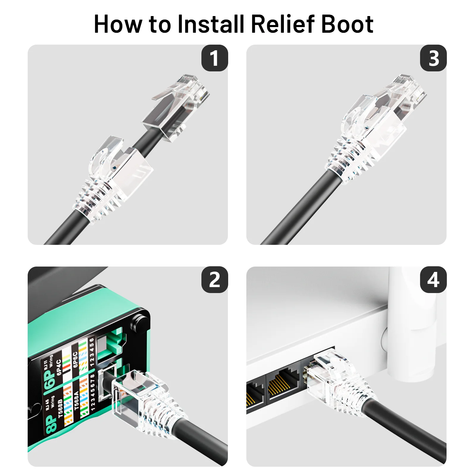 Natalink 100pcs RJ45 CAT7/CAT6a 이더넷 네트워크 케이블 스트레인 릴리프 부츠 케이블 커넥터 플러그 커버 혼합 색상 부드러운 플라스틱