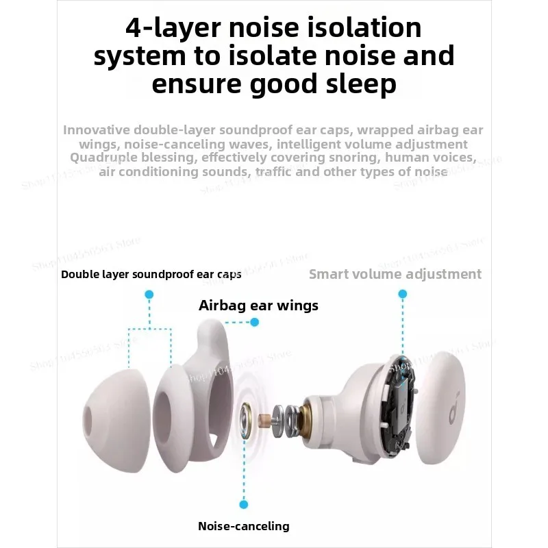 A20 Sleep Bluetooth Earbuds - Side Sleep Friendly Noise Cancelling TWS Headphones for ASMR