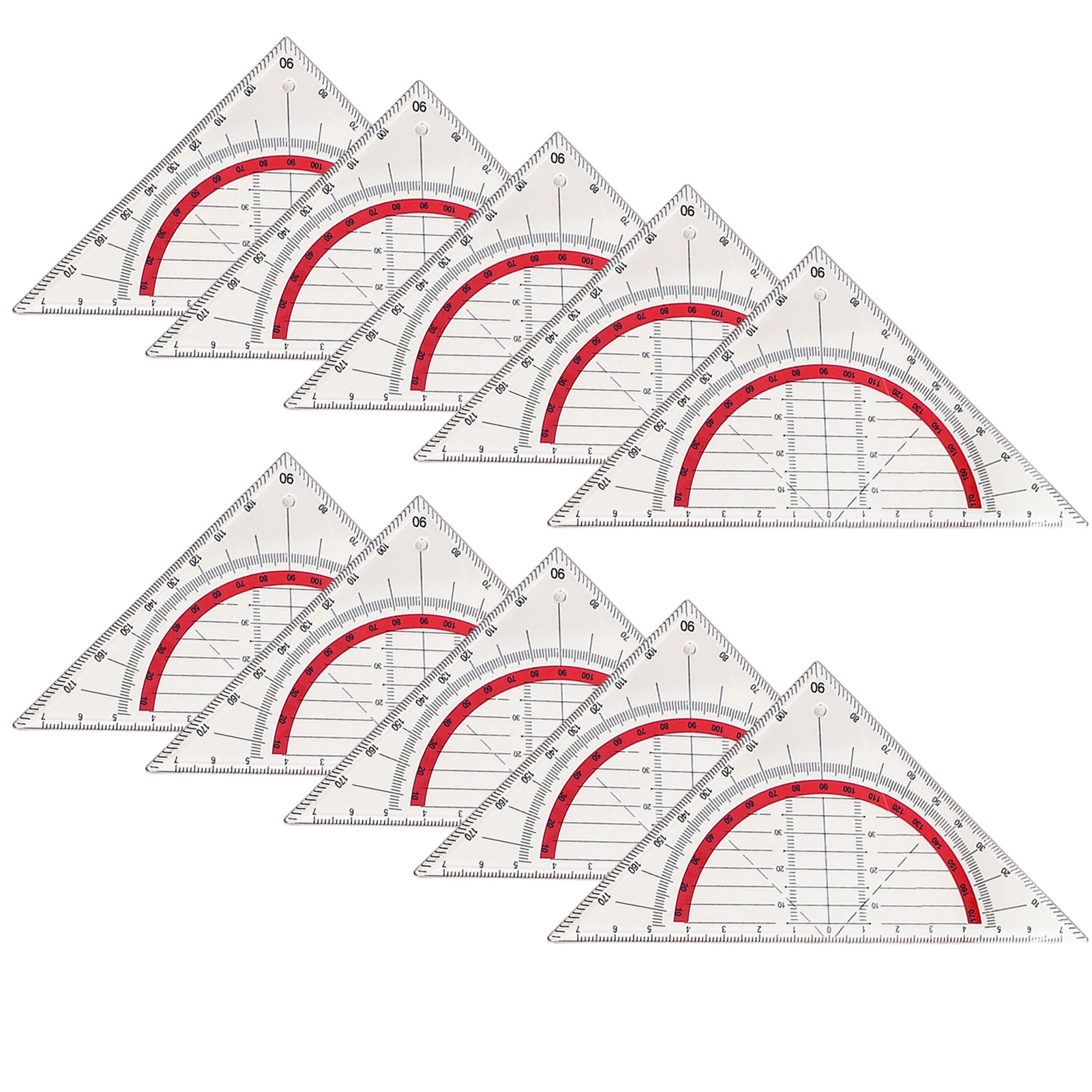 10pcs Protractor Geometry Triangles Durable Drawing Students Detailed Design Measuring Office Designer Math School Supplies