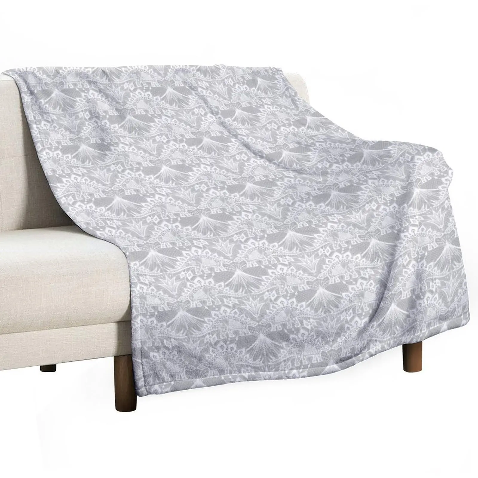 Stegosaurus Lace - White Throw Blanket anime Sofa Blankets For Bed Blankets