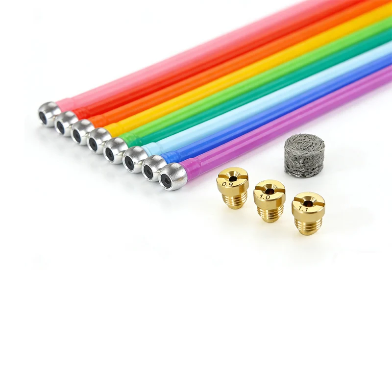 5PCS Foam Cannon Orifice Kit 0.9mm/1.0mm/1.1mm Thread Nozzle and Foam Maker Meshes with Colorful Foam Cannon Straw Filter Balls