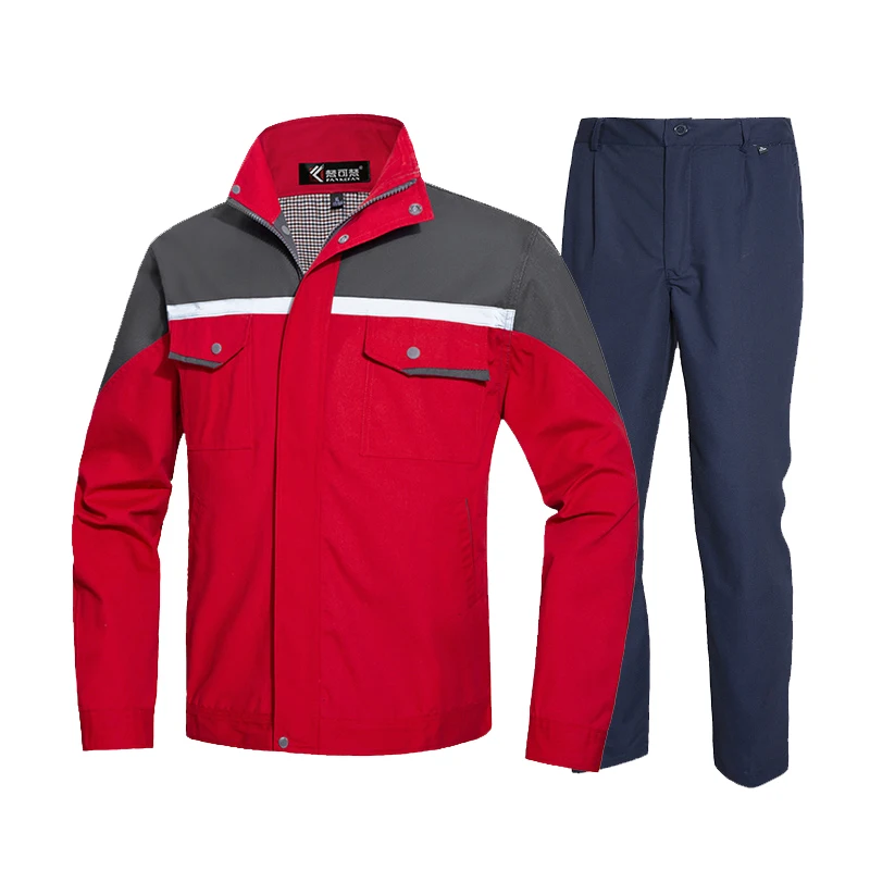 Work Jacket and Pants High Visibility Workwear Work Suits Industrial for Men Reflective Worker Wear Repairman Clothing