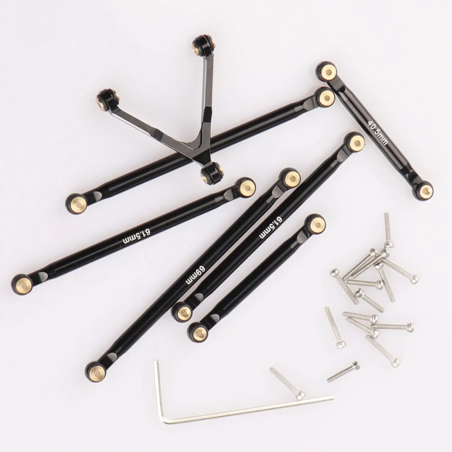 Acekeeps 7Pcs Links Set Pre-installed for Axial SCX24 90081 RC Crawler 1/24 Aluminum Chassis Links with Y-Link Brass Ends