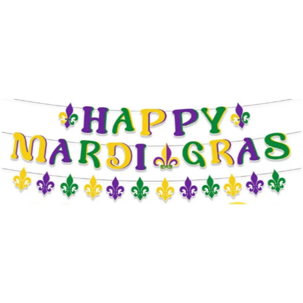 Mardi Gras Halloween Theme Cartoon Children's Birthday Party Decorations Alphabet Pull Flag Cake Insert Sign Balloon Set