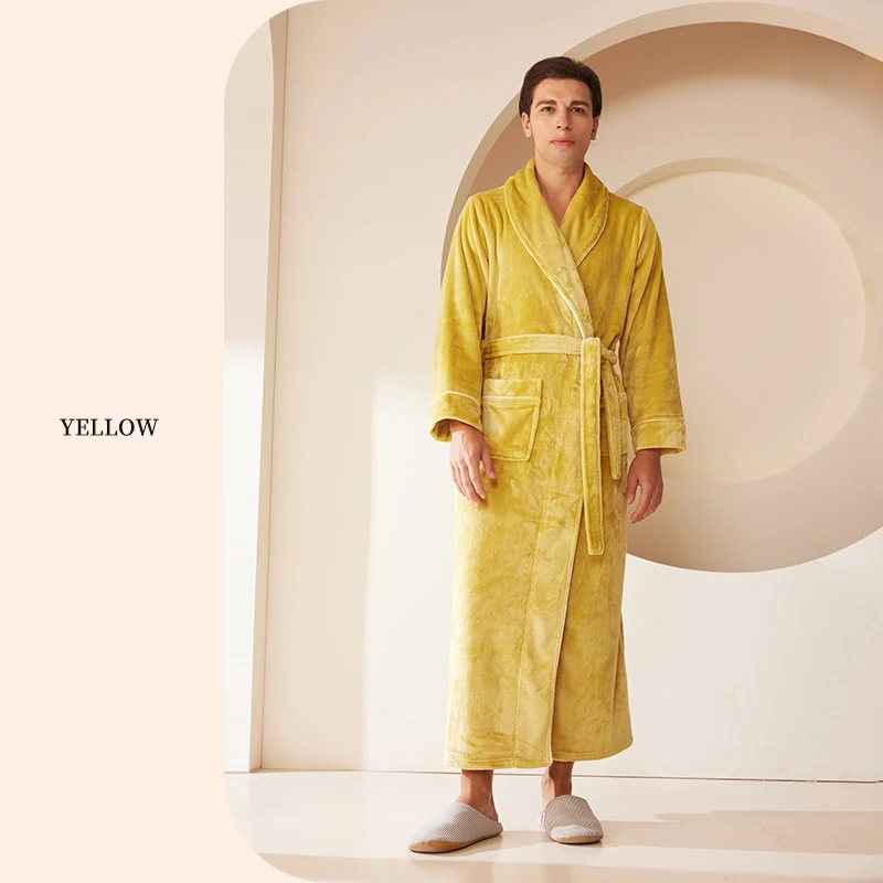 Oulylan-Ensembles de pyjama à glouton épaissi pour hommes, vêtements de nuit chauds, vêtements d'intérieur trempés, lieux pour hommes, sourire, hiver, nouveau, 2024