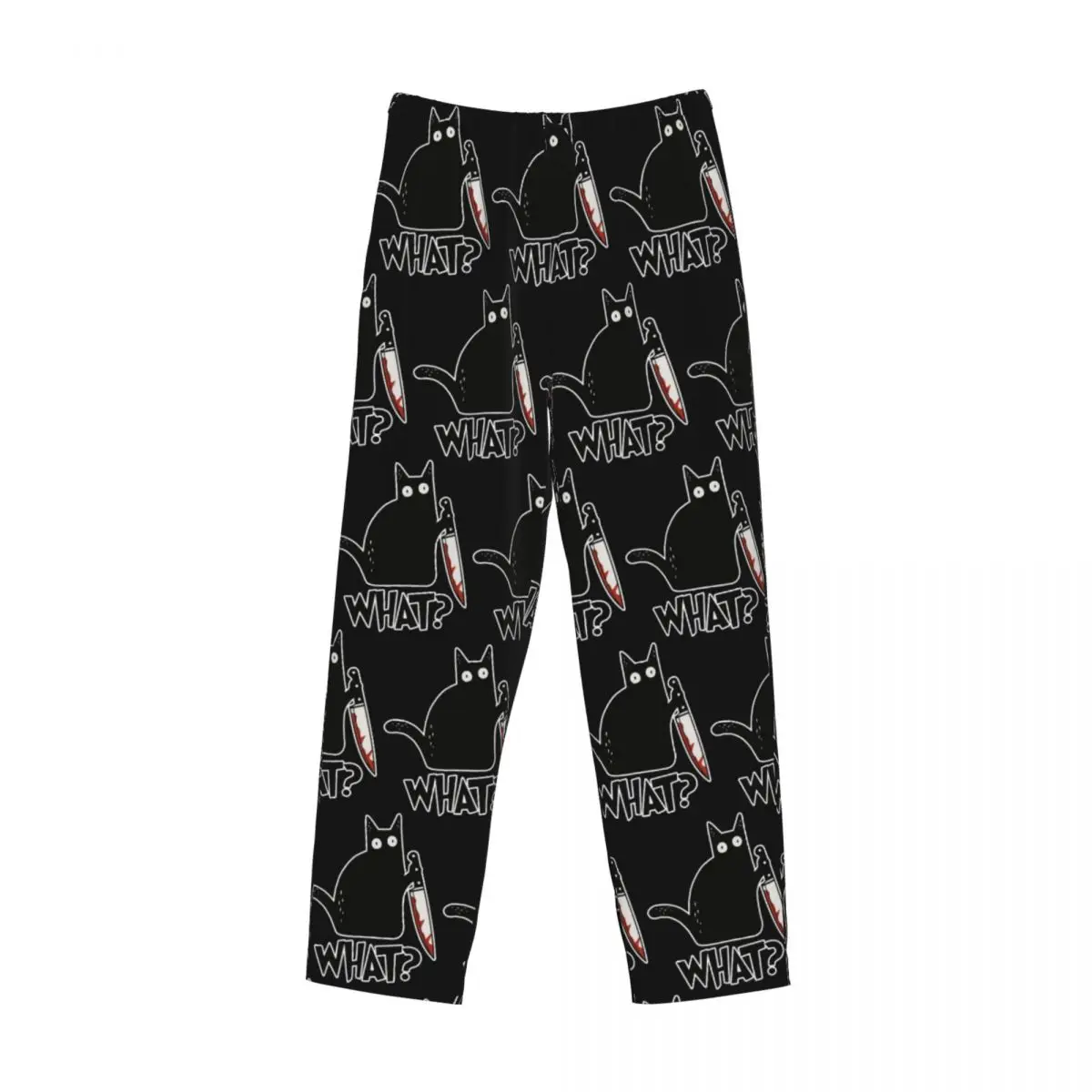 Custom Cat What Murderous Black Cat With Knife Gift Premium Pajama Pants Men Sleepwear Sleep Lounge Bottoms with Pockets