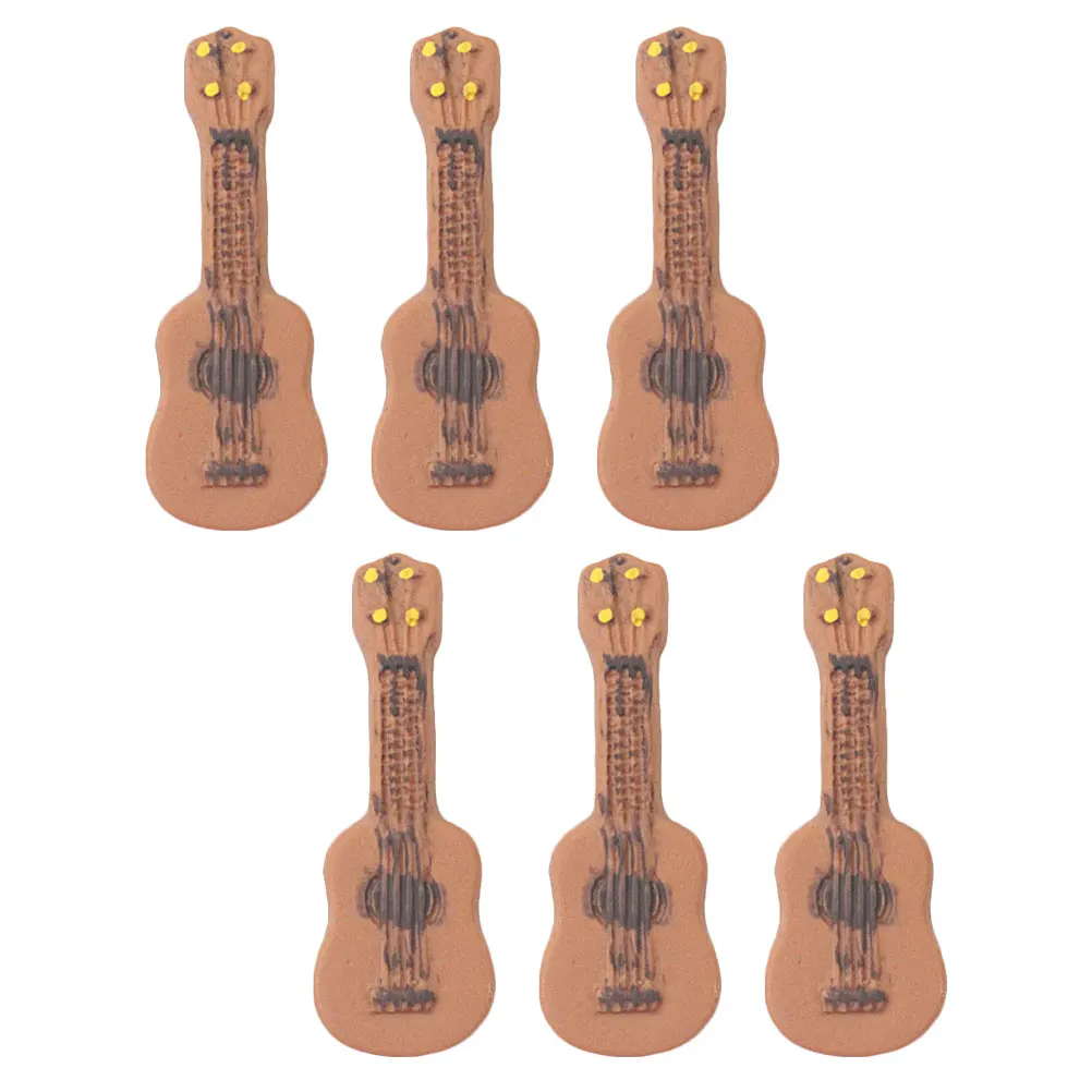 

6 Pcs Decorate Mini Guitar Ornaments Decoration House Synthetic Resin Small