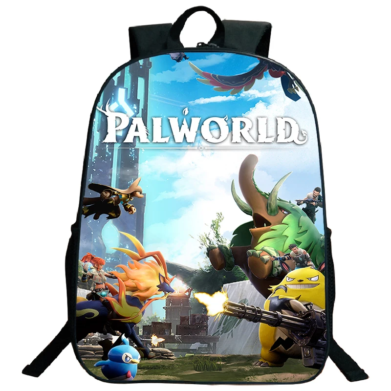 Mochila de nailon con estampado de Palworld para niños y niñas, morral escolar de gran capacidad, de alta calidad, con dibujos animados