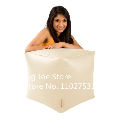 waterproof outdoor beanbag footrest Large Storage Faux Leather Bench Box Footstool cream Ottomans Pouf