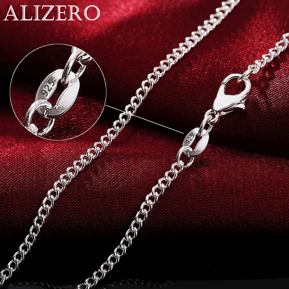 

ALIZERO 925 Sterling Silver 16/18/20/22/24/26/28/30 inches 2mm Full Sideways Chain Necklace For Women Men Fashion Jewelry Gift