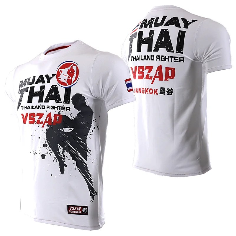 VSZAP Men's T-shirts Thailand Muay Thai Beat Fly Knee MMA T-shirt Buakaw Printing Cotton O-neck Brand Leisure Cozy Short Shirt