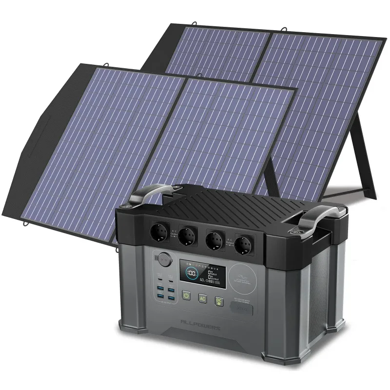 

ALLPOWERS S2000 Pro Outdoor Generator 2400W MPPT Portable Power Station with 4X100W Folable Solar Panels for RV Camping, Home