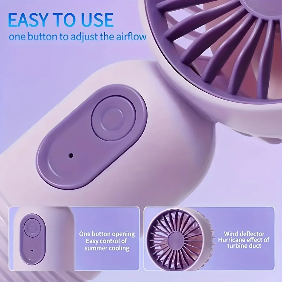 1pc Mini portable fan, handheld small fan, USB charging, 3-speed handheld fan suitable for office, outdoor travel, and camping