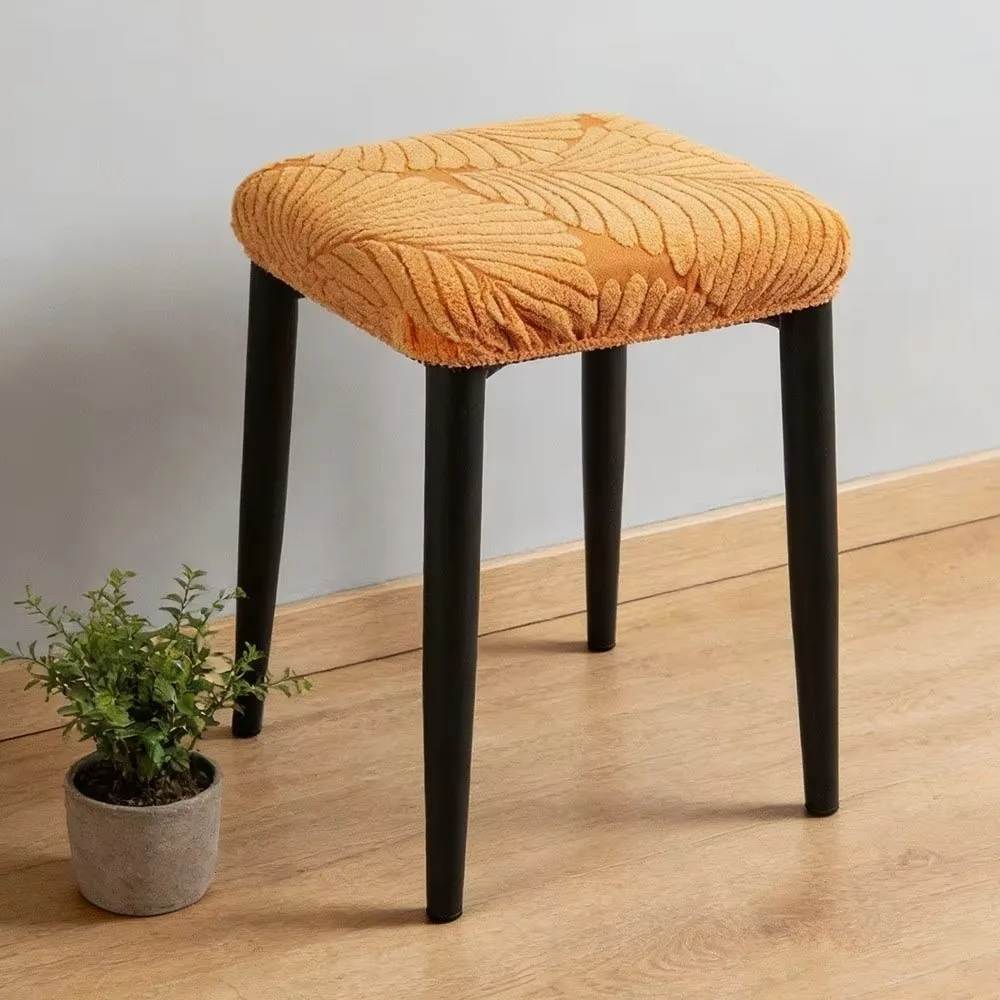 Solid Color Chair Seat Cover Waterproof Removable Stretch Seat Covers Square Shape Washable Stool Cover for Square Chairs