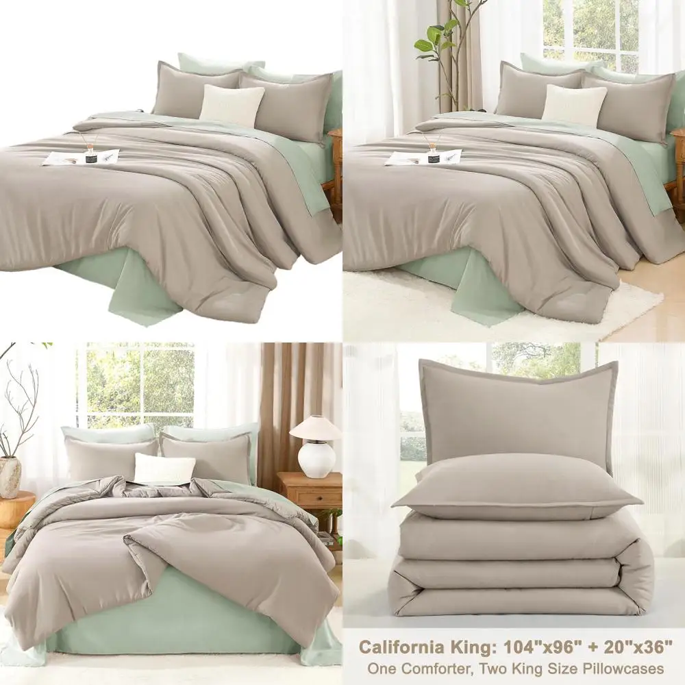 

California King Size Lightweight Solid Comforter Set, 3-Piece All Season Fluffy Bedding with 104x96 Comforter and 2 Pillowcases