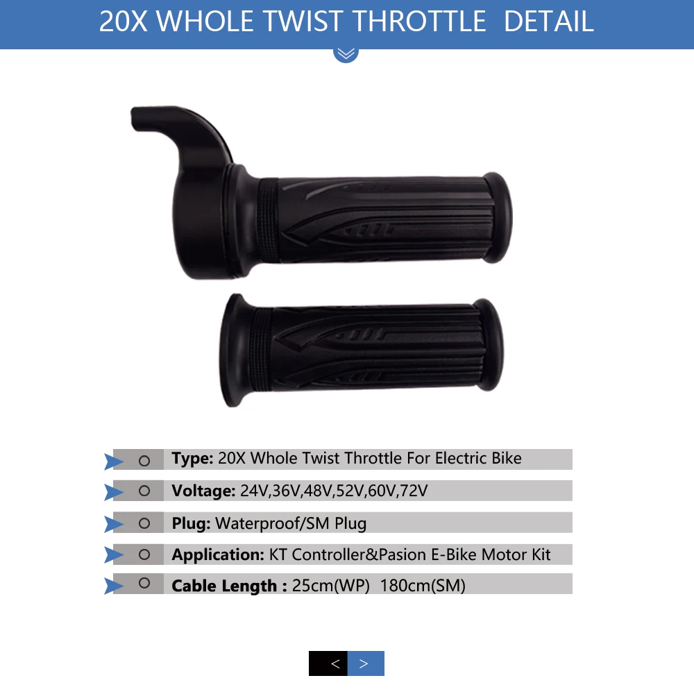 Ebike Wuxing New 20X Whole Twist Thumb Throttle Right Hand Accelerator 3 Pin SM/Waterproof Plug For Electric Bicycle Accessories