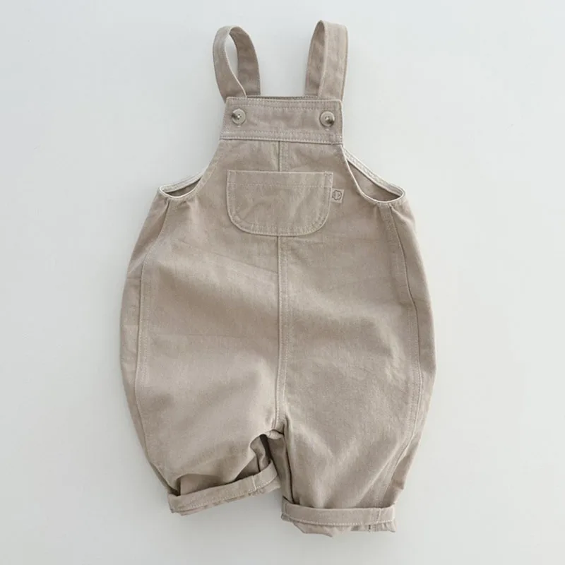 RAISE 2026 Spring Children Boys Jeans Cotton Patched Pocket Toddler Boy Suspender Solid Button Sling Infant Baby Boy Denim Pants